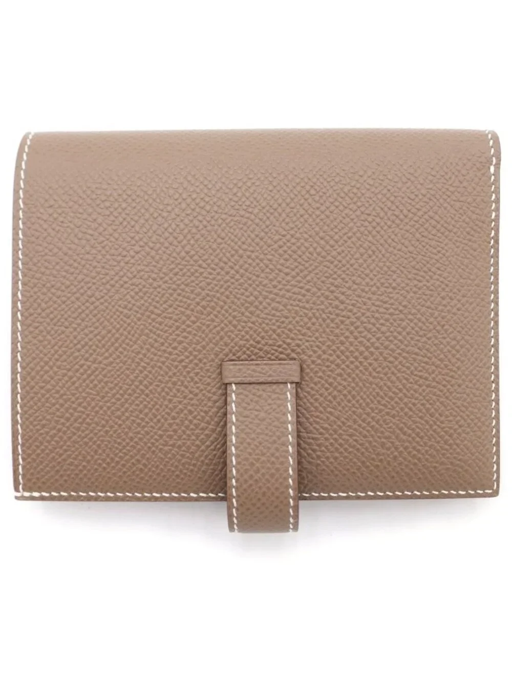 Hermes Bearn Compact Wallet Bifold Etoupe Epsom Silver Beige